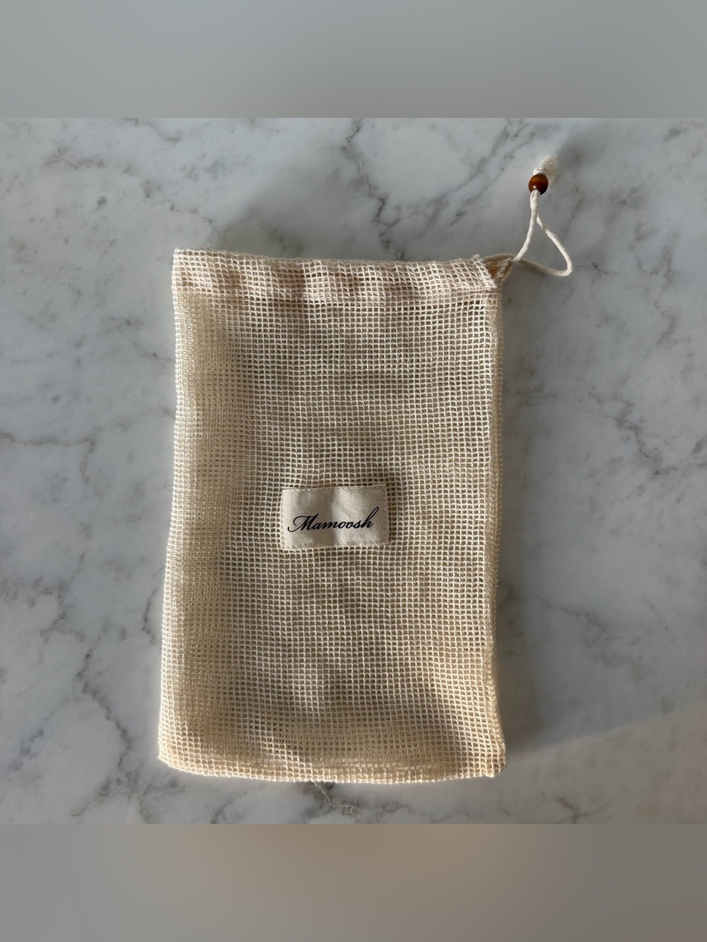 Mamoosh by Angi Greene Fletcher Beige Mesh Drawstring Pouch